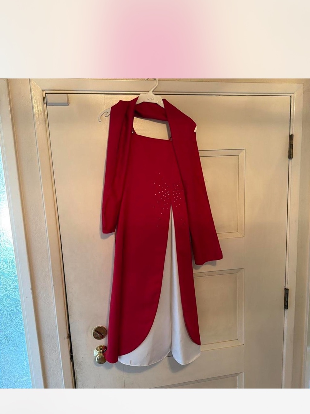 Girls Red and White Satin Dress